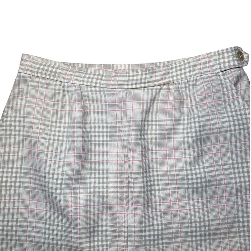 Vintage Jack Winter Tan Plaid Checkered Skirt Small Classic Preppy Fall - Picture 3 of 9